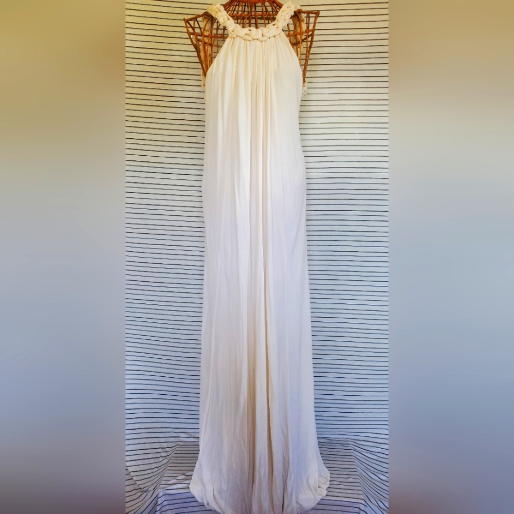 BCBG MAXAZRIA RUNWAY SILK  IVORY GOWN - DRESS BOHOBEACH WEDDING